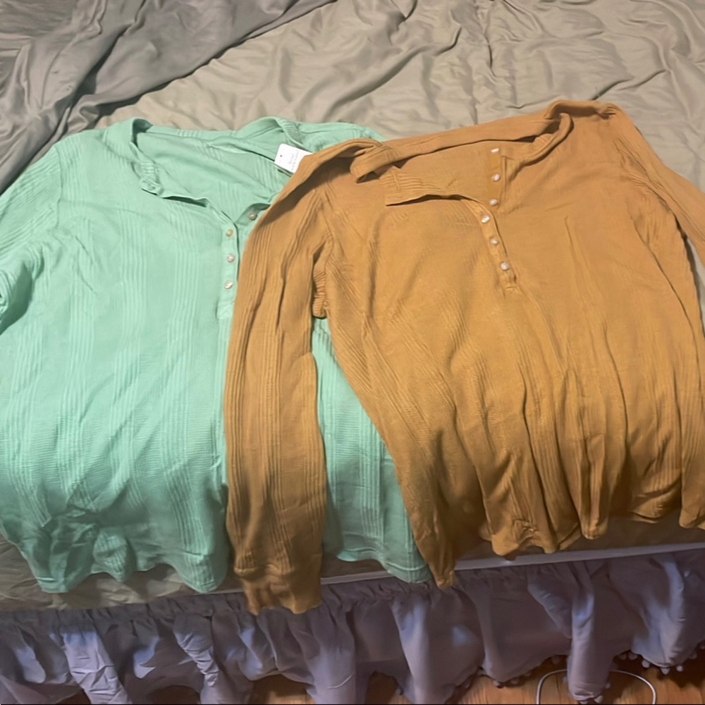 Aerie Mint and Mustard Tops